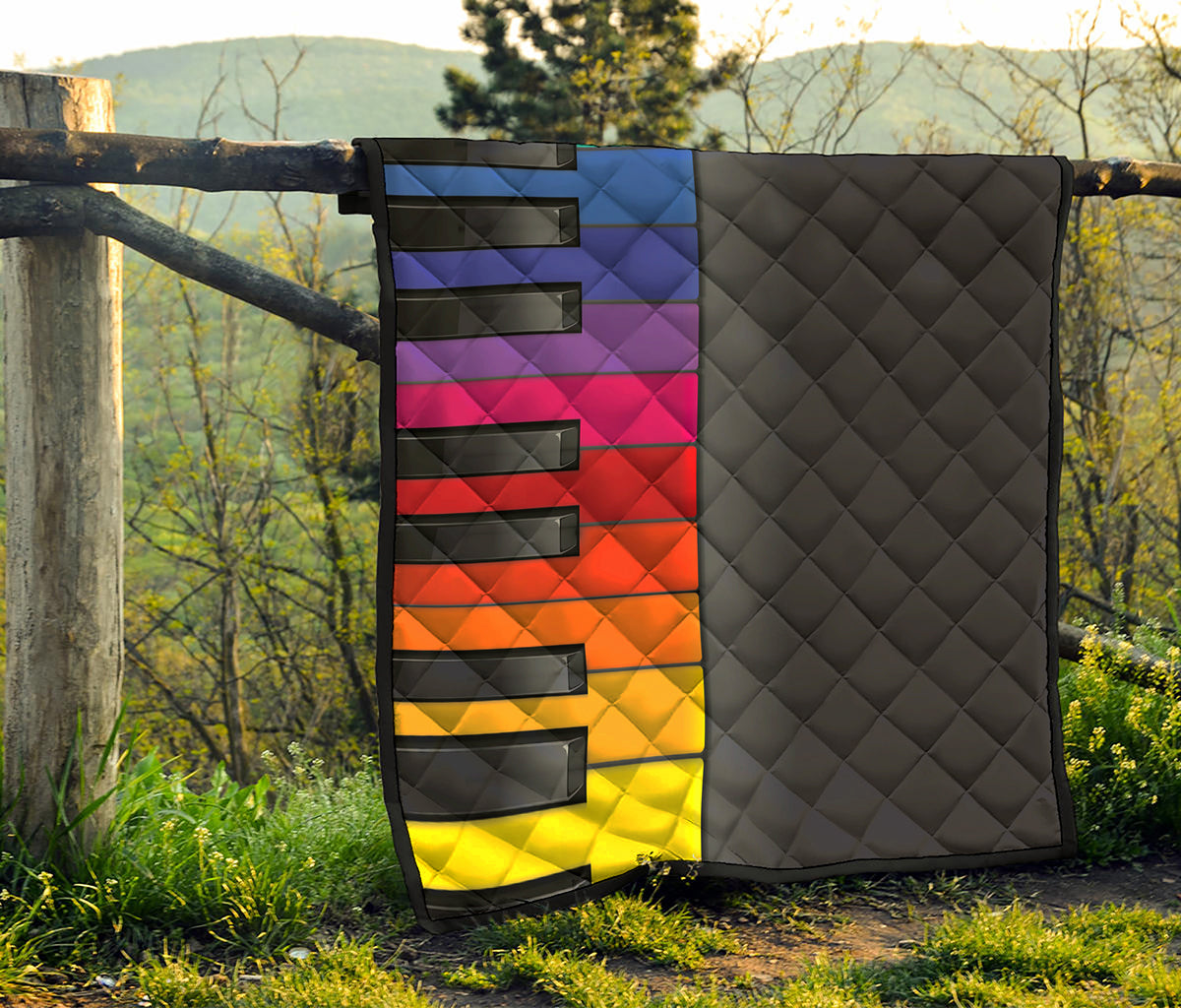 Colorful Piano Keyboard Print Quilt