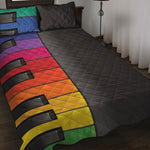 Colorful Piano Keyboard Print Quilt Bed Set