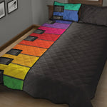 Colorful Piano Keyboard Print Quilt Bed Set