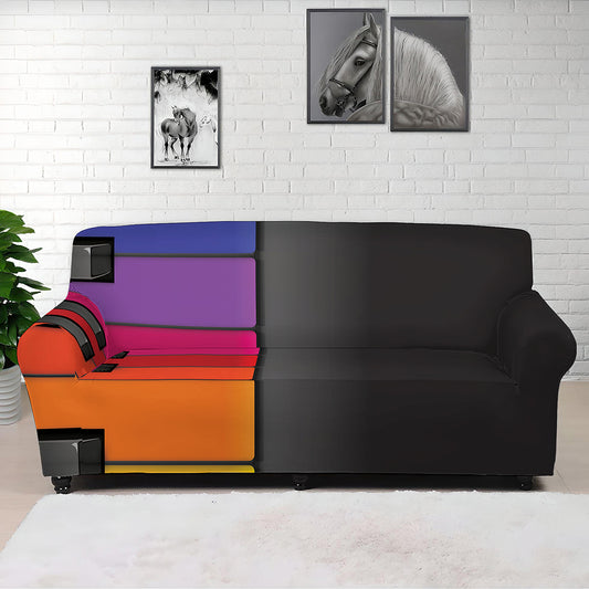 Colorful Piano Keyboard Print Sofa Cover