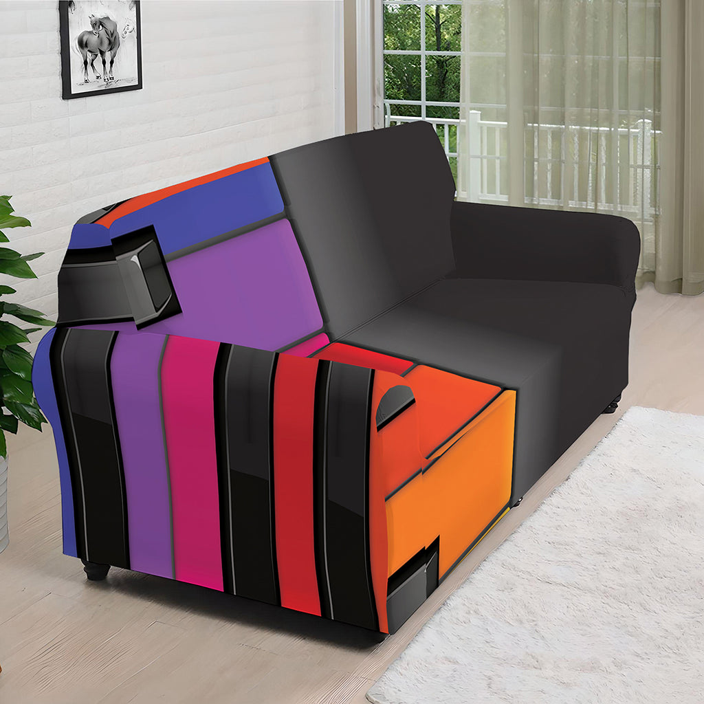 Colorful Piano Keyboard Print Sofa Cover