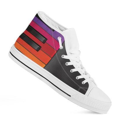 Colorful Piano Keyboard Print White High Top Shoes
