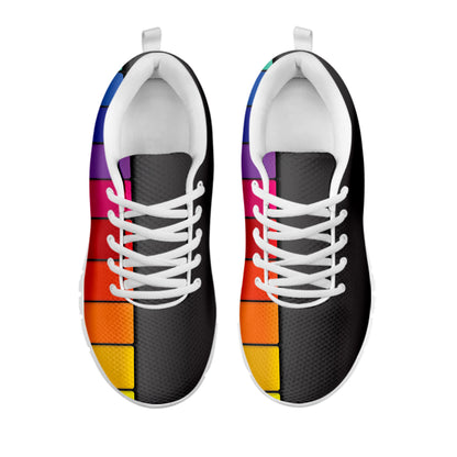 Colorful Piano Keyboard Print White Sneakers