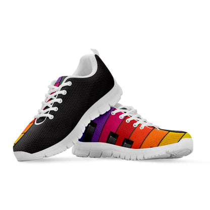Colorful Piano Keyboard Print White Sneakers