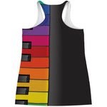 Colorful Piano Keyboard Print Women's Racerback Tank Top