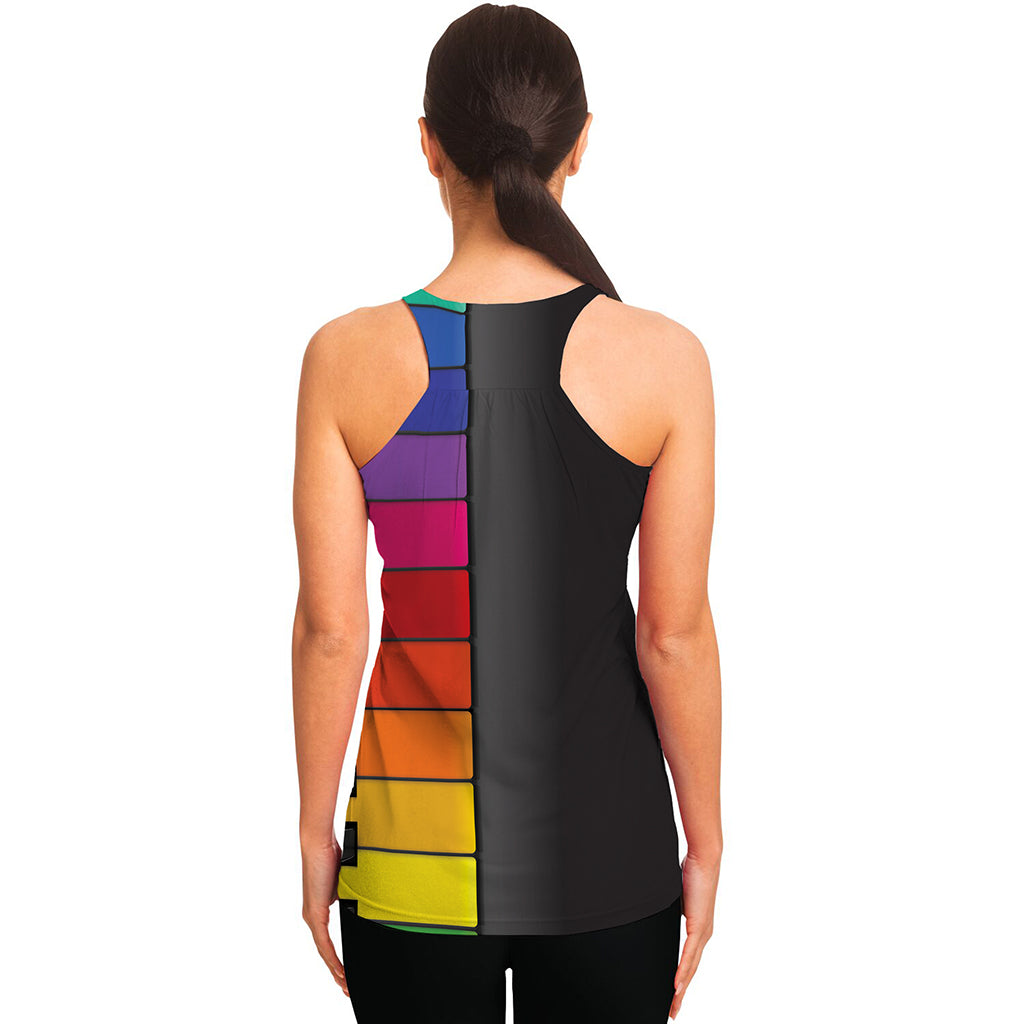 Colorful Piano Keyboard Print Women's Racerback Tank Top