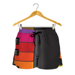 Colorful Piano Keyboard Print Women's Shorts