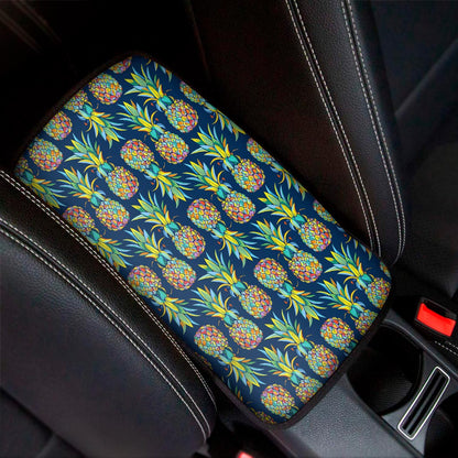 Colorful Pineapple Pattern Print Car Center Console Cover