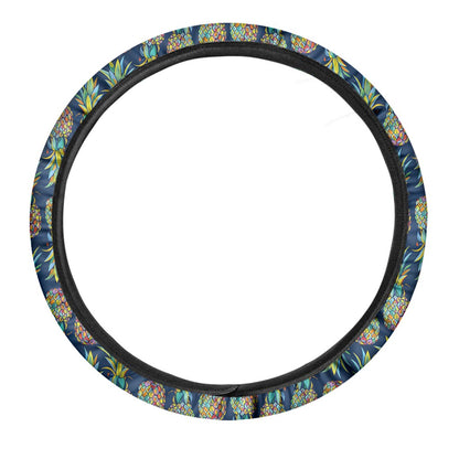 Colorful Pineapple Pattern Print Car Steering Wheel Cover