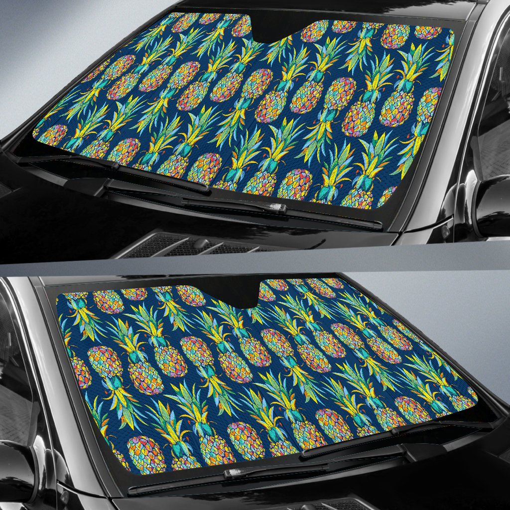 Colorful Pineapple Pattern Print Car Sun Shade GearFrost