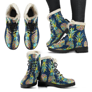 Colorful Pineapple Pattern Print Comfy Boots GearFrost