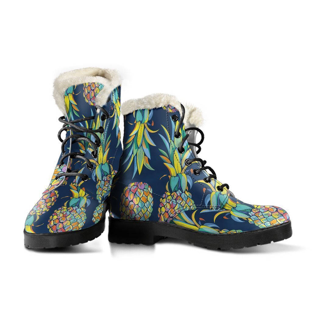 Colorful Pineapple Pattern Print Comfy Boots GearFrost