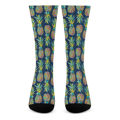 Colorful Pineapple Pattern Print Crew Socks