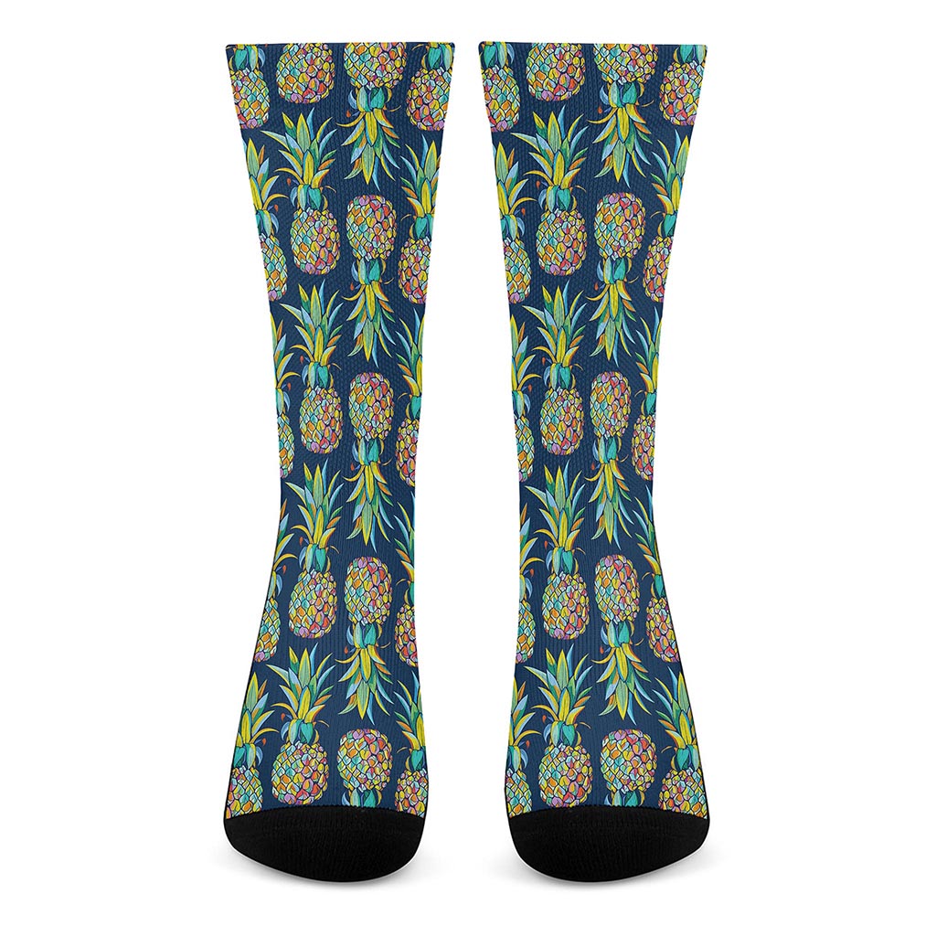 Colorful Pineapple Pattern Print Crew Socks