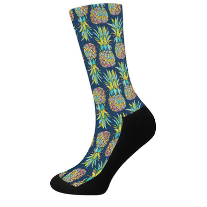 Colorful Pineapple Pattern Print Crew Socks