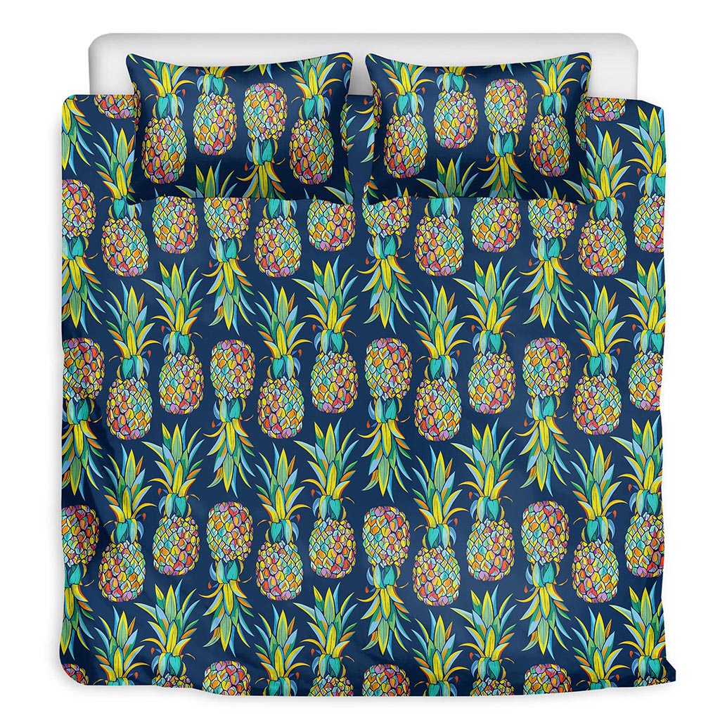 Colorful Pineapple Pattern Print Duvet Cover Bedding Set