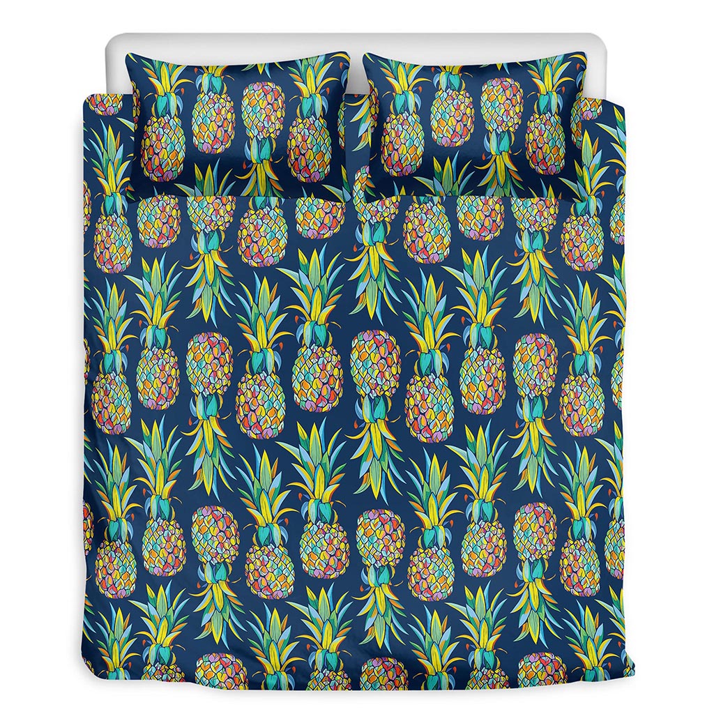 Colorful Pineapple Pattern Print Duvet Cover Bedding Set