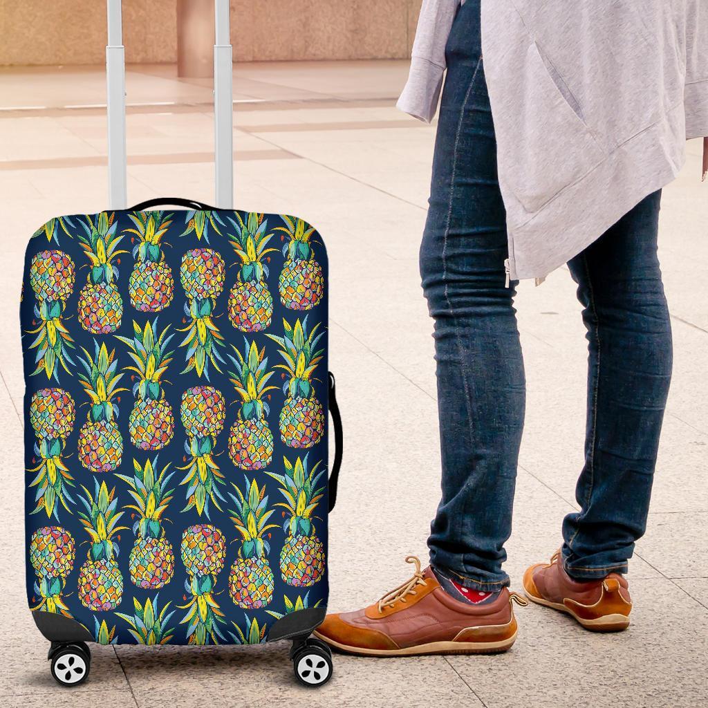 Colorful Pineapple Pattern Print Luggage Cover GearFrost