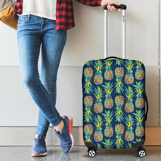 Colorful Pineapple Pattern Print Luggage Cover GearFrost