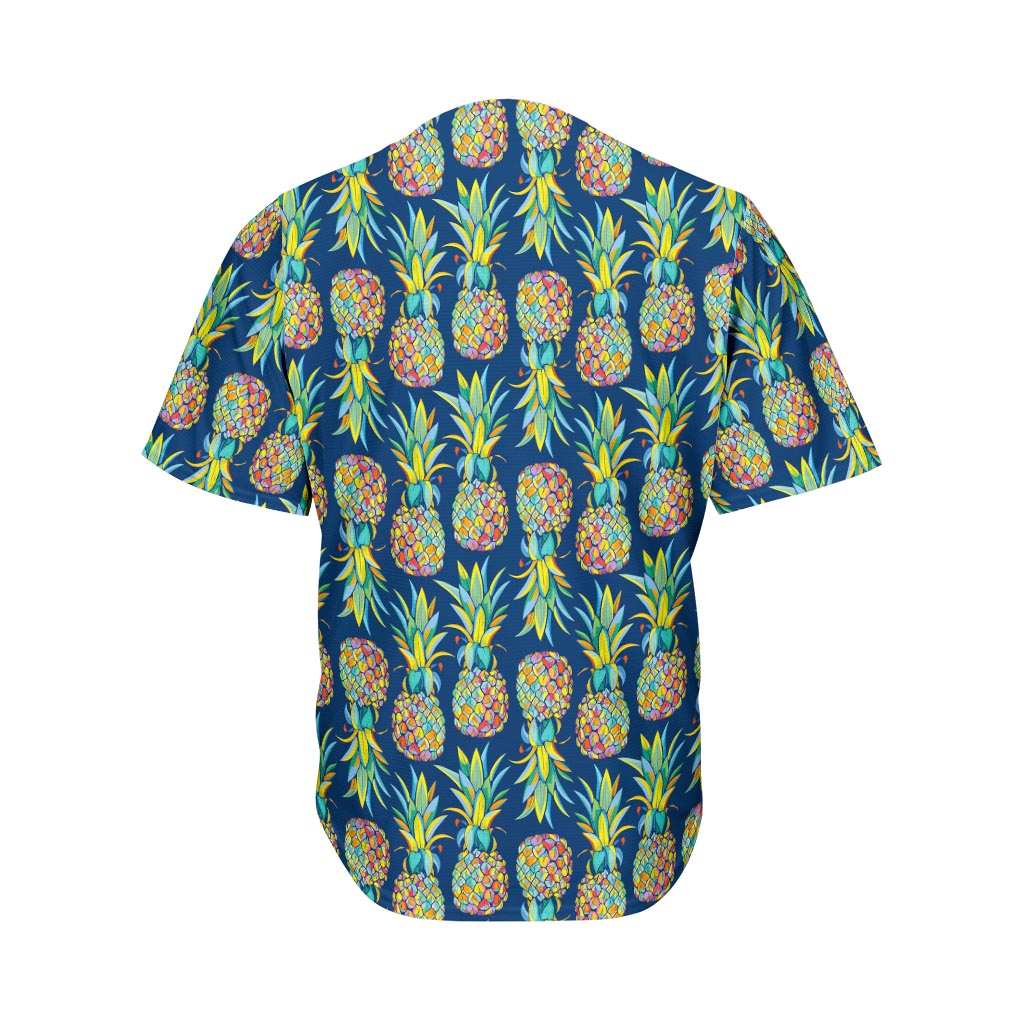 Colorful Pineapple Pattern Print Men's Baseball Jersey