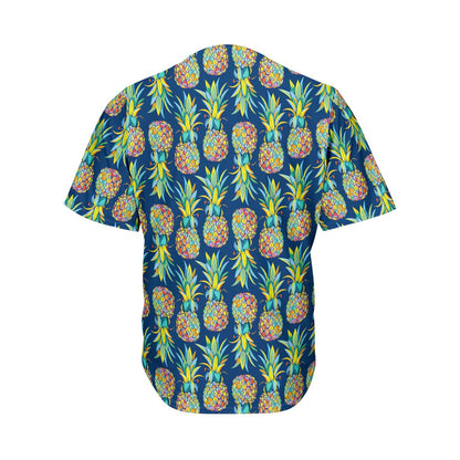 Colorful Pineapple Pattern Print Men's Baseball Jersey
