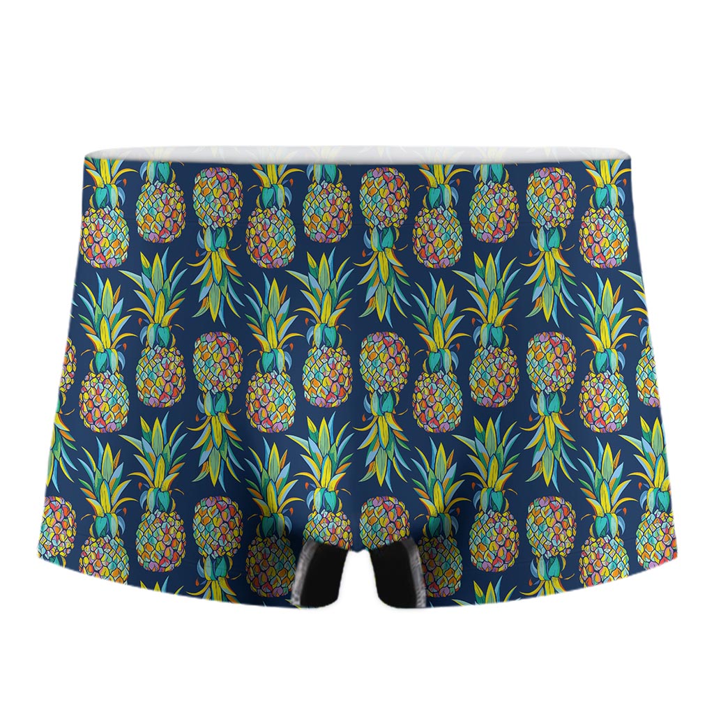 Colorful Pineapple Pattern Print Men's Boxer Briefs