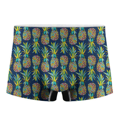 Colorful Pineapple Pattern Print Men's Boxer Briefs