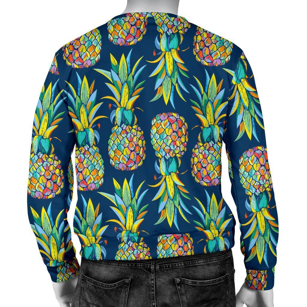 Colorful Pineapple Pattern Print Men's Crewneck Sweatshirt GearFrost