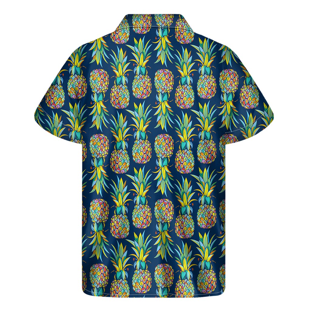 Colorful Pineapple Pattern Print Men's Short Sleeve Shirt