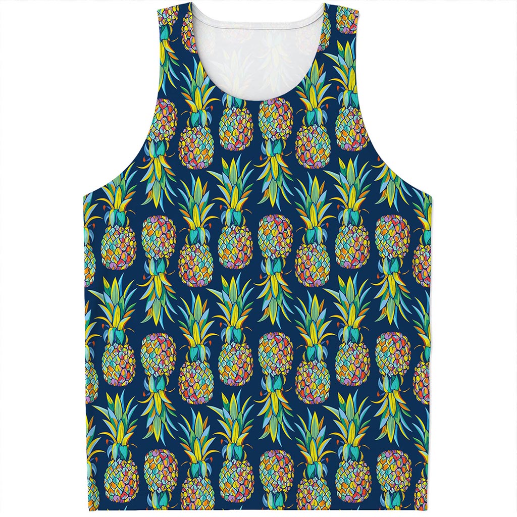 Colorful Pineapple Pattern Print Men's Tank Top