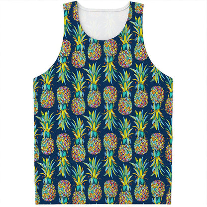 Colorful Pineapple Pattern Print Men's Tank Top