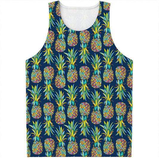 Colorful Pineapple Pattern Print Men's Tank Top