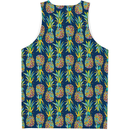 Colorful Pineapple Pattern Print Men's Tank Top