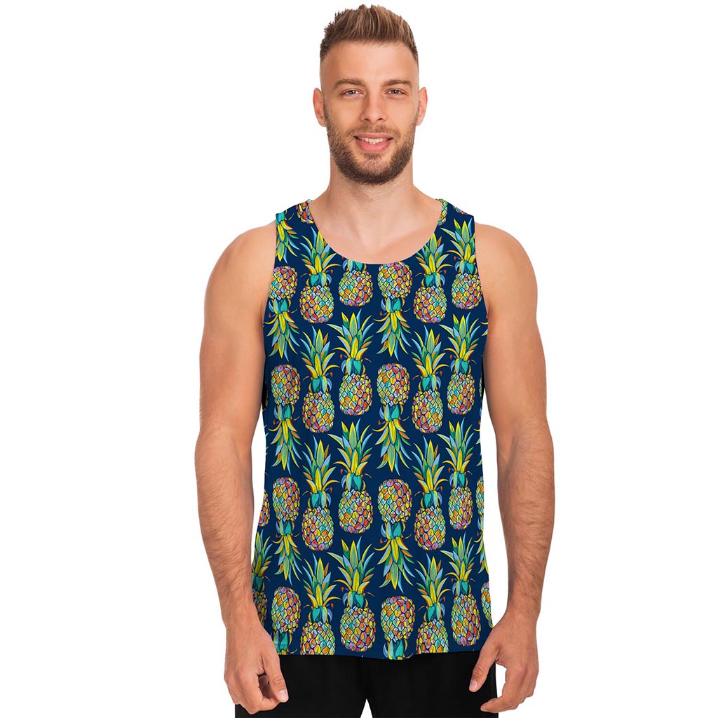 Colorful Pineapple Pattern Print Men's Tank Top