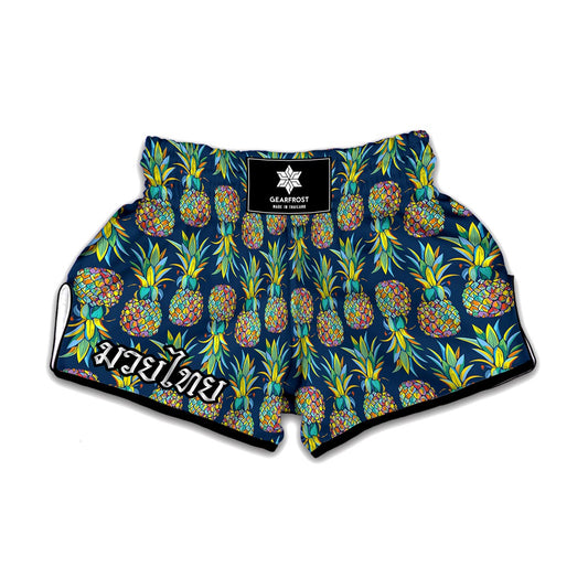 Colorful Pineapple Pattern Print Muay Thai Boxing Shorts