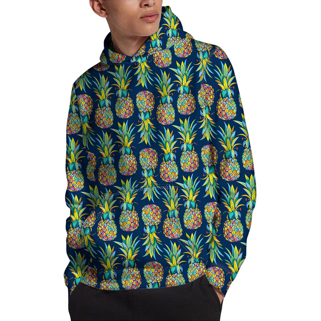 Colorful Pineapple Pattern Print Pullover Hoodie