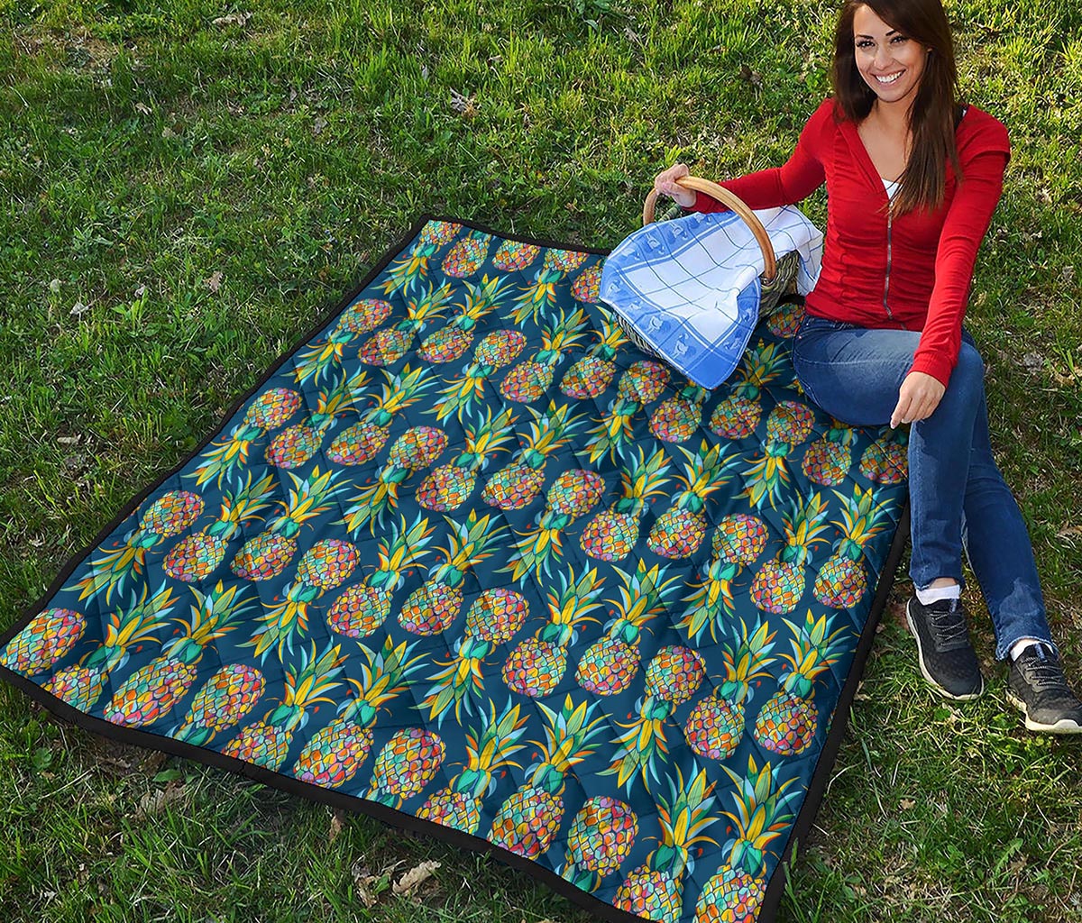Colorful Pineapple Pattern Print Quilt