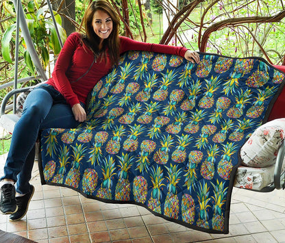 Colorful Pineapple Pattern Print Quilt