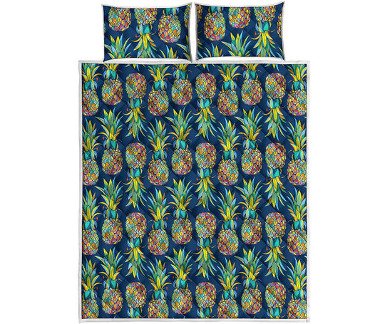 Colorful Pineapple Pattern Print Quilt Bed Set