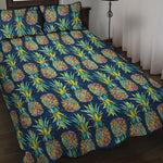 Colorful Pineapple Pattern Print Quilt Bed Set
