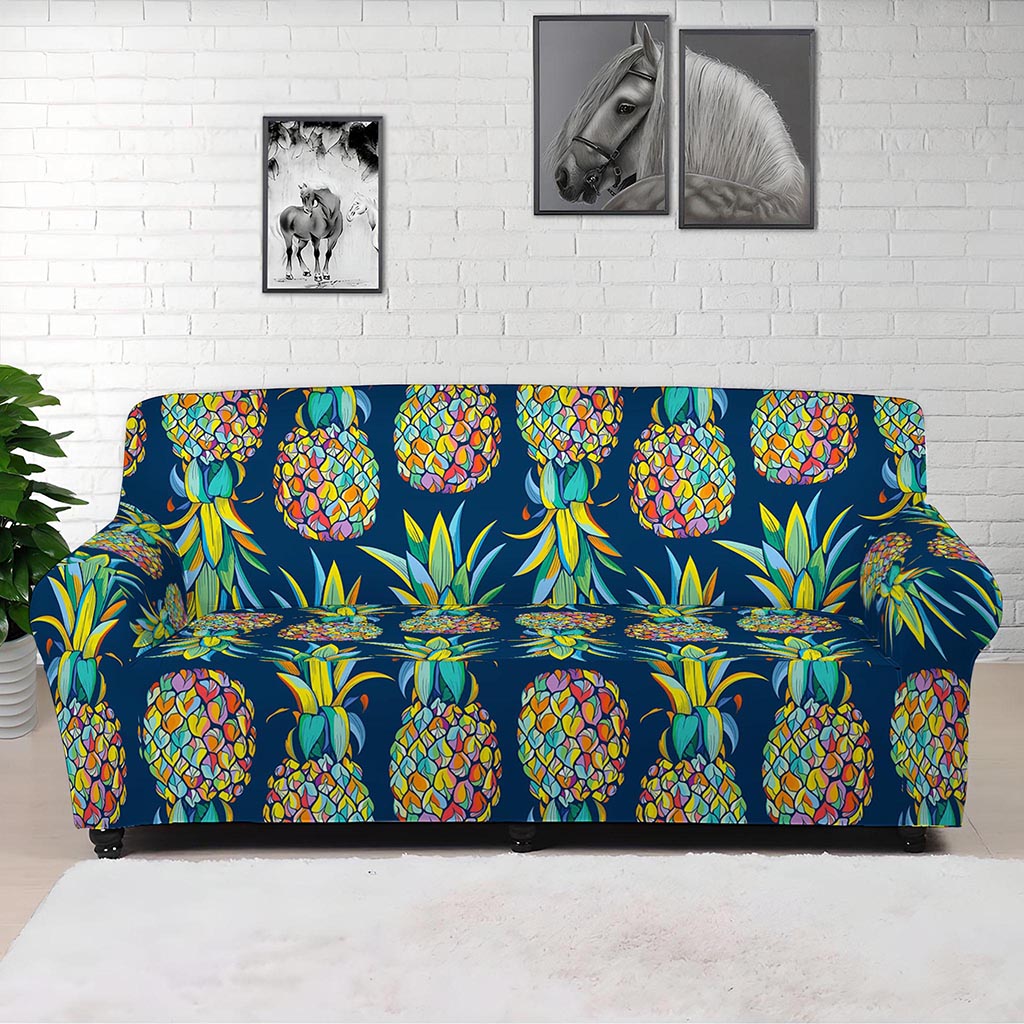 Colorful Pineapple Pattern Print Sofa Cover