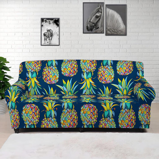Colorful Pineapple Pattern Print Sofa Cover