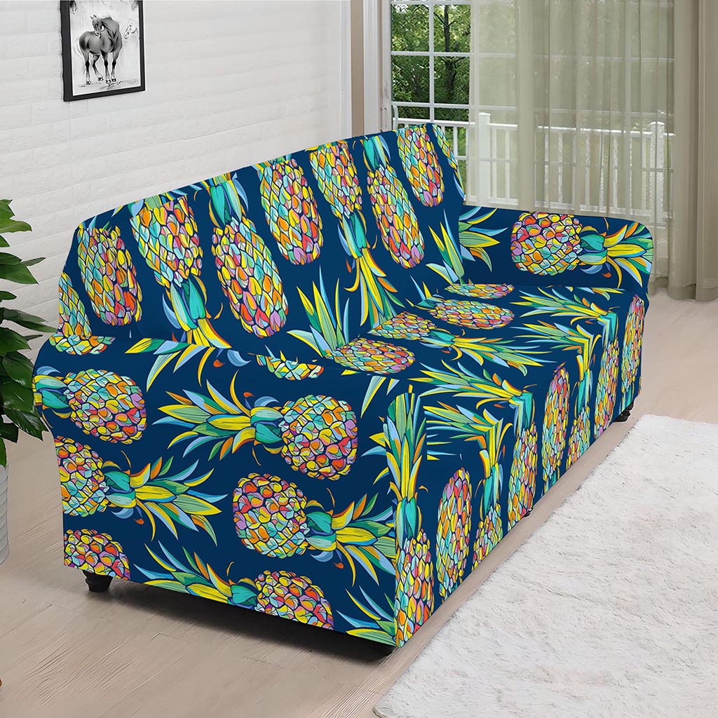 Colorful Pineapple Pattern Print Sofa Cover