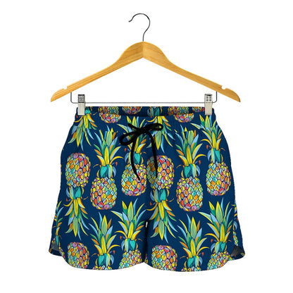 Colorful Pineapple Pattern Print Women's Shorts