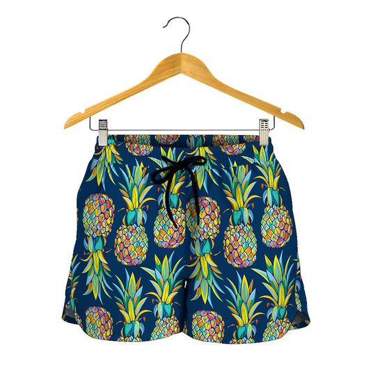Colorful Pineapple Pattern Print Women's Shorts