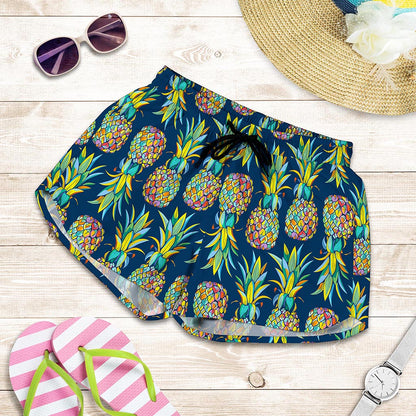 Colorful Pineapple Pattern Print Women's Shorts