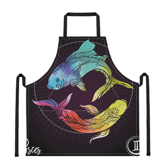 Colorful Pisces Sign Print Apron