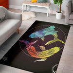Colorful Pisces Sign Print Area Rug