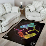 Colorful Pisces Sign Print Area Rug