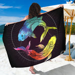 Colorful Pisces Sign Print Beach Sarong Wrap